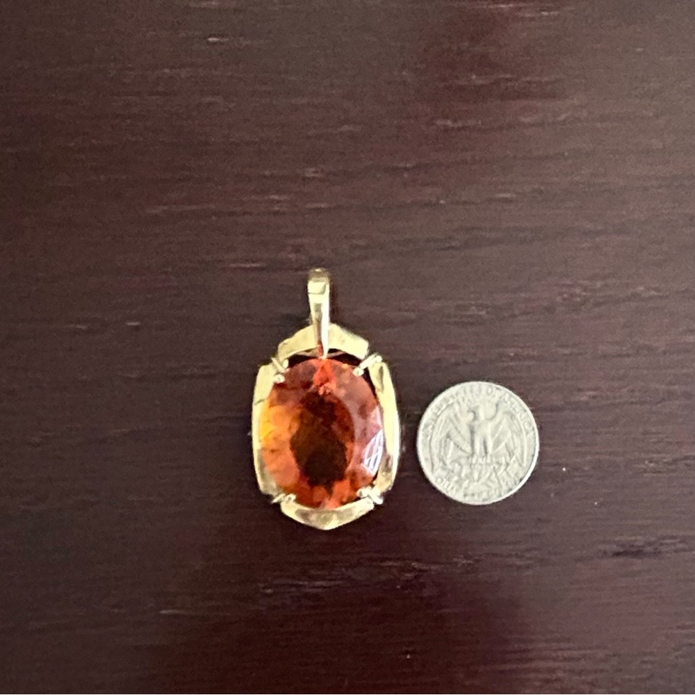 Exquisite Oversized Madeira Citrine 14K Gold Enhancer Pendant - Picture 12 of 15